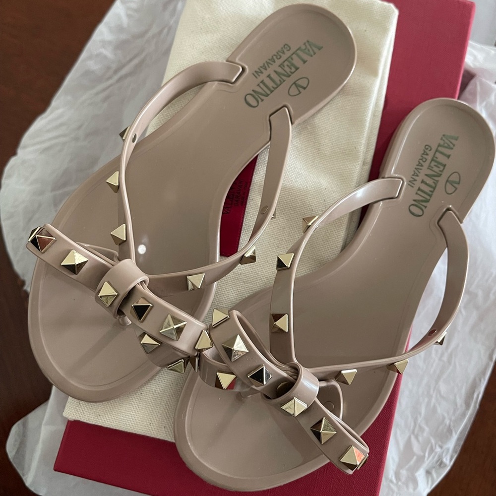 Valentino Rockstud Jelly Thong Sandals **AUTHENTIC**